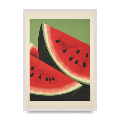 Watermelon Slice in Geometric Woodblock