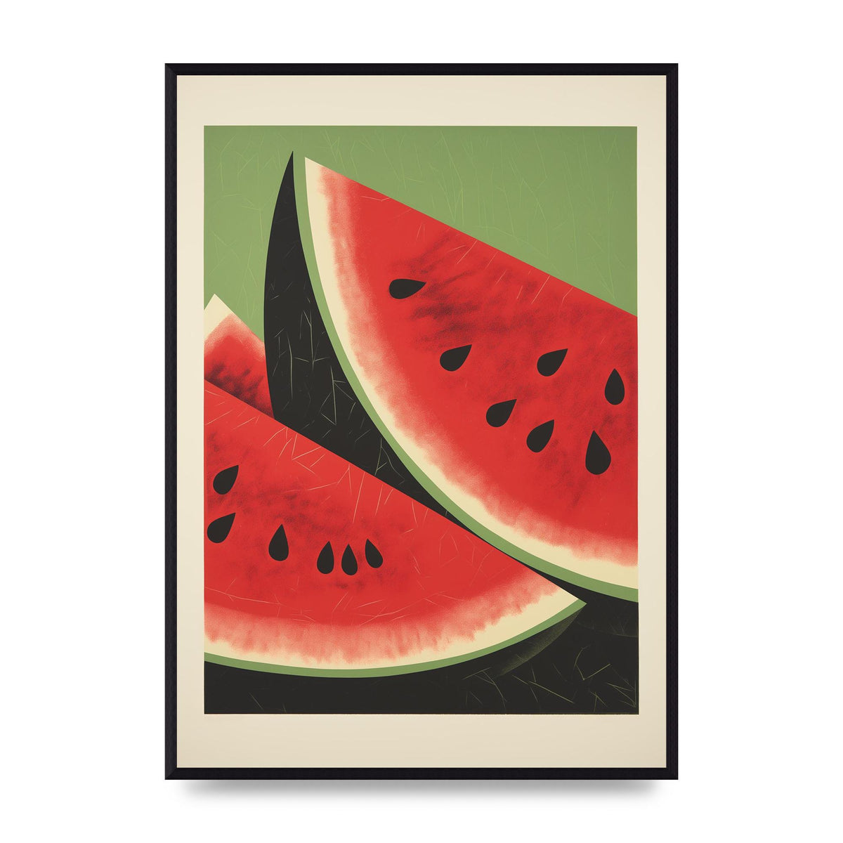 Watermelon Slice in Geometric Woodblock