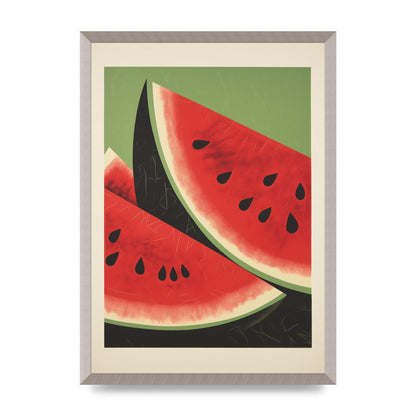 Watermelon Slice in Geometric Woodblock