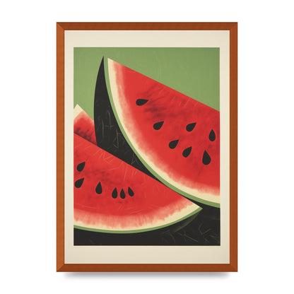 Watermelon Slice in Geometric Woodblock
