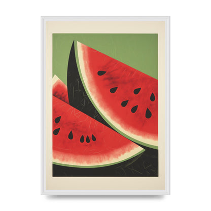 Watermelon Slice in Geometric Woodblock