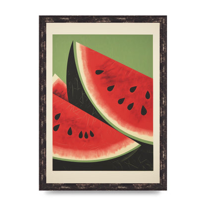 Watermelon Slice in Geometric Woodblock