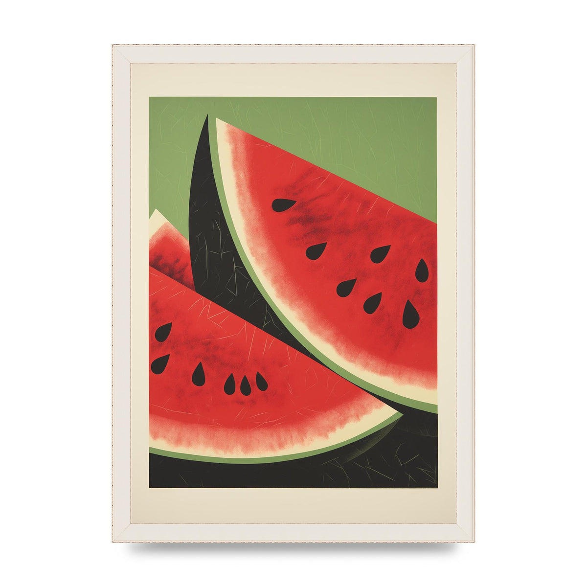Watermelon Slice in Geometric Woodblock