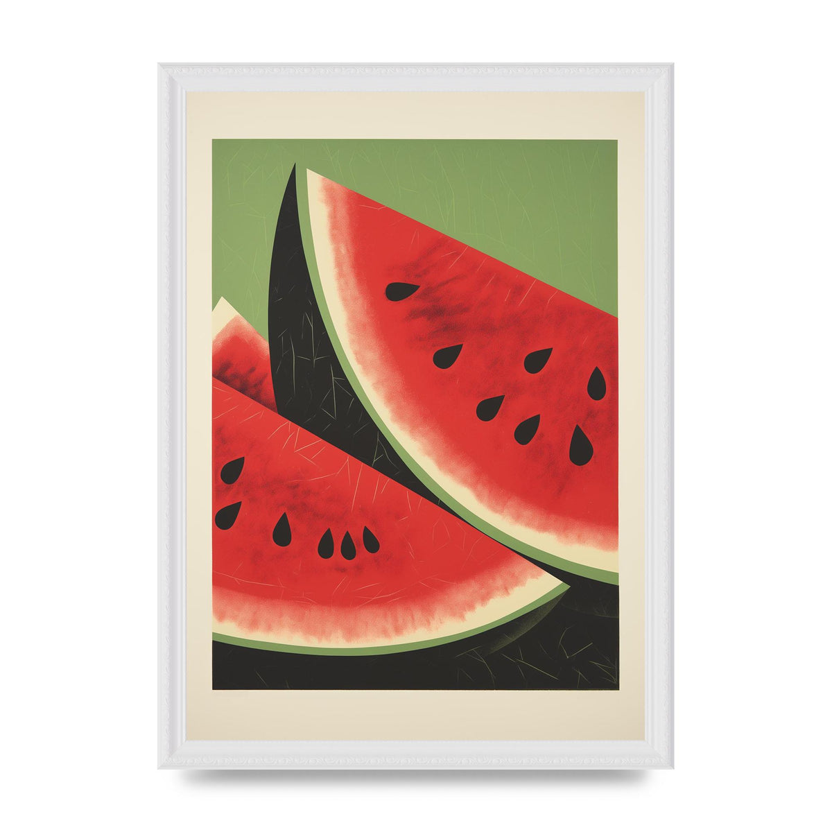 Watermelon Slice in Geometric Woodblock