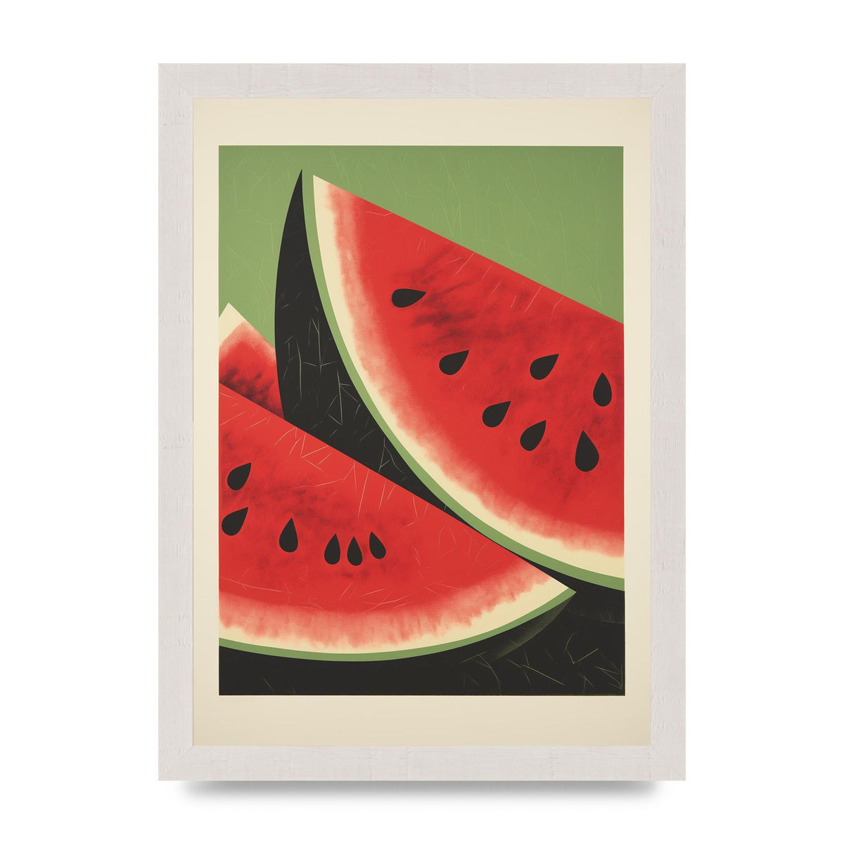 Watermelon Slice in Geometric Woodblock