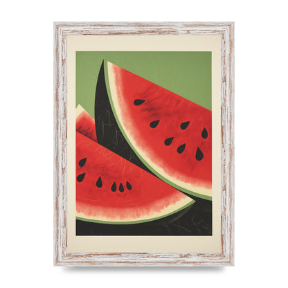 Watermelon Slice in Geometric Woodblock