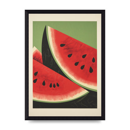 Watermelon Slice in Geometric Woodblock