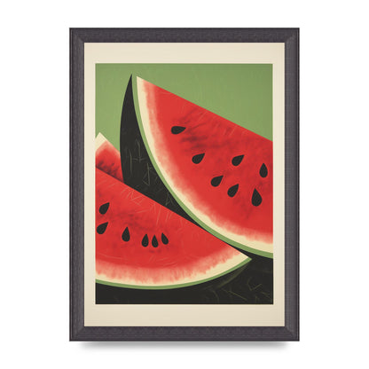 Watermelon Slice in Geometric Woodblock