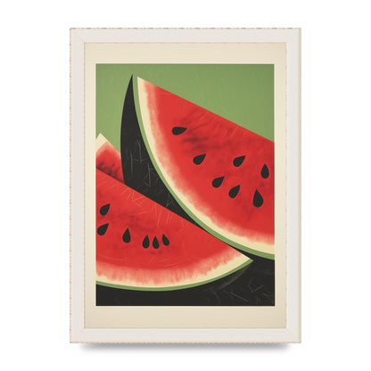 Watermelon Slice in Geometric Woodblock
