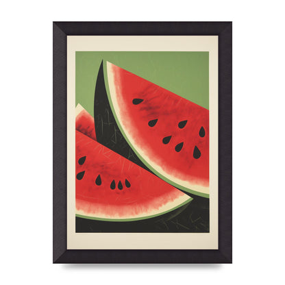 Watermelon Slice in Geometric Woodblock