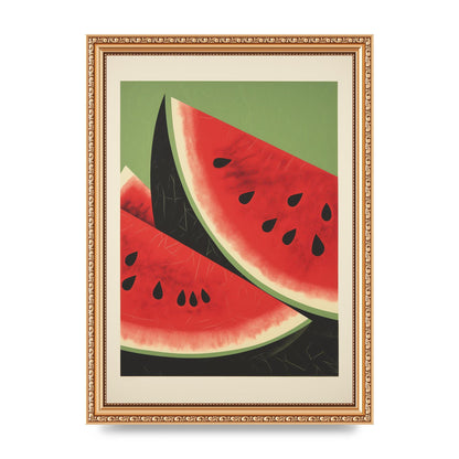 Watermelon Slice in Geometric Woodblock