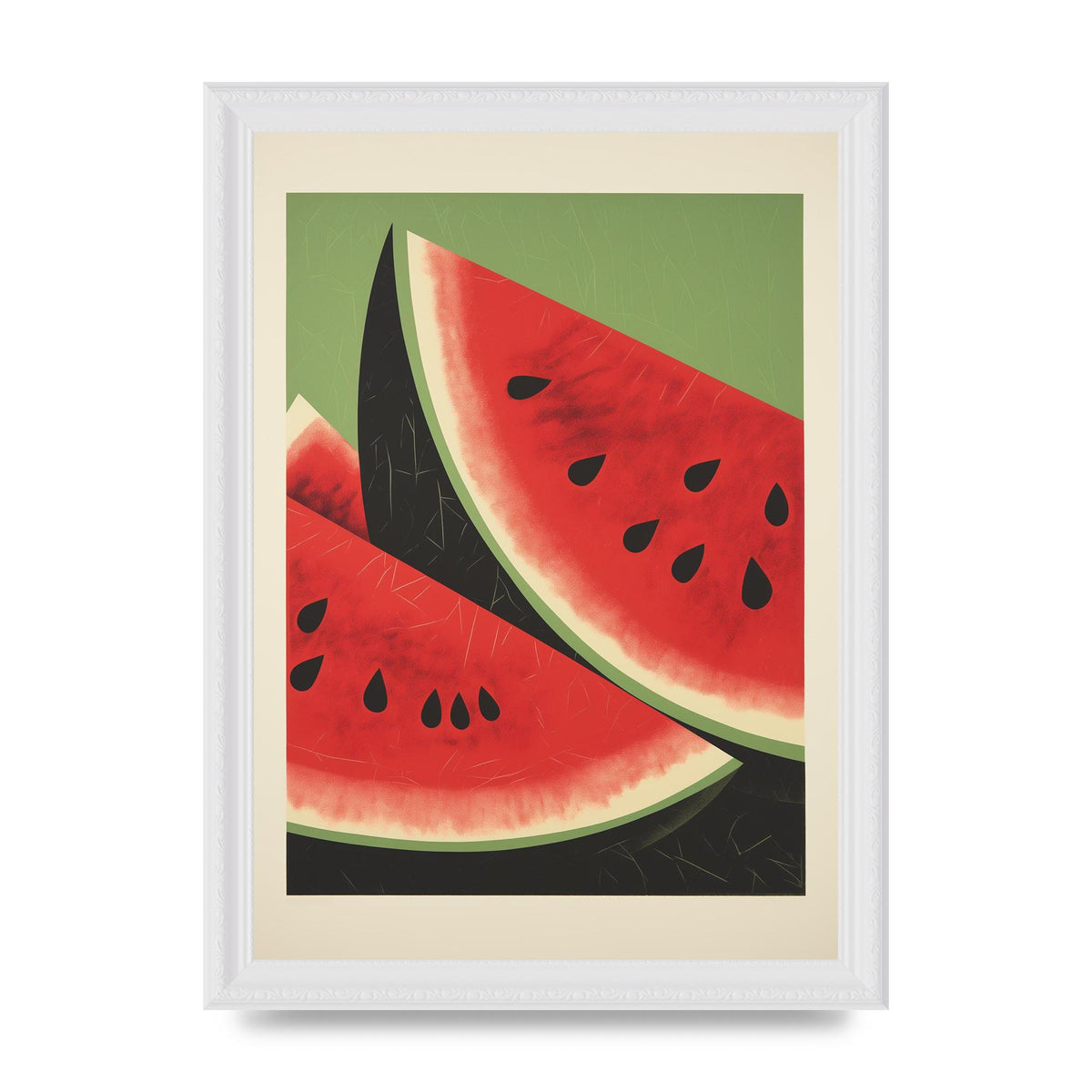 Watermelon Slice in Geometric Woodblock
