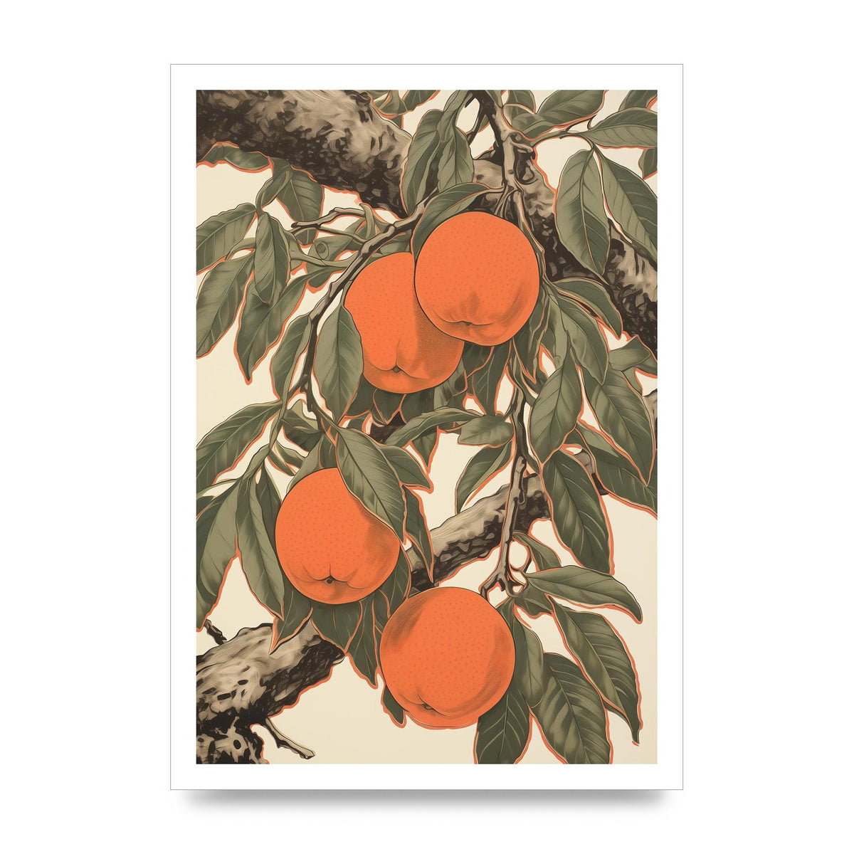 Peach Softness in Woodblock Lines
