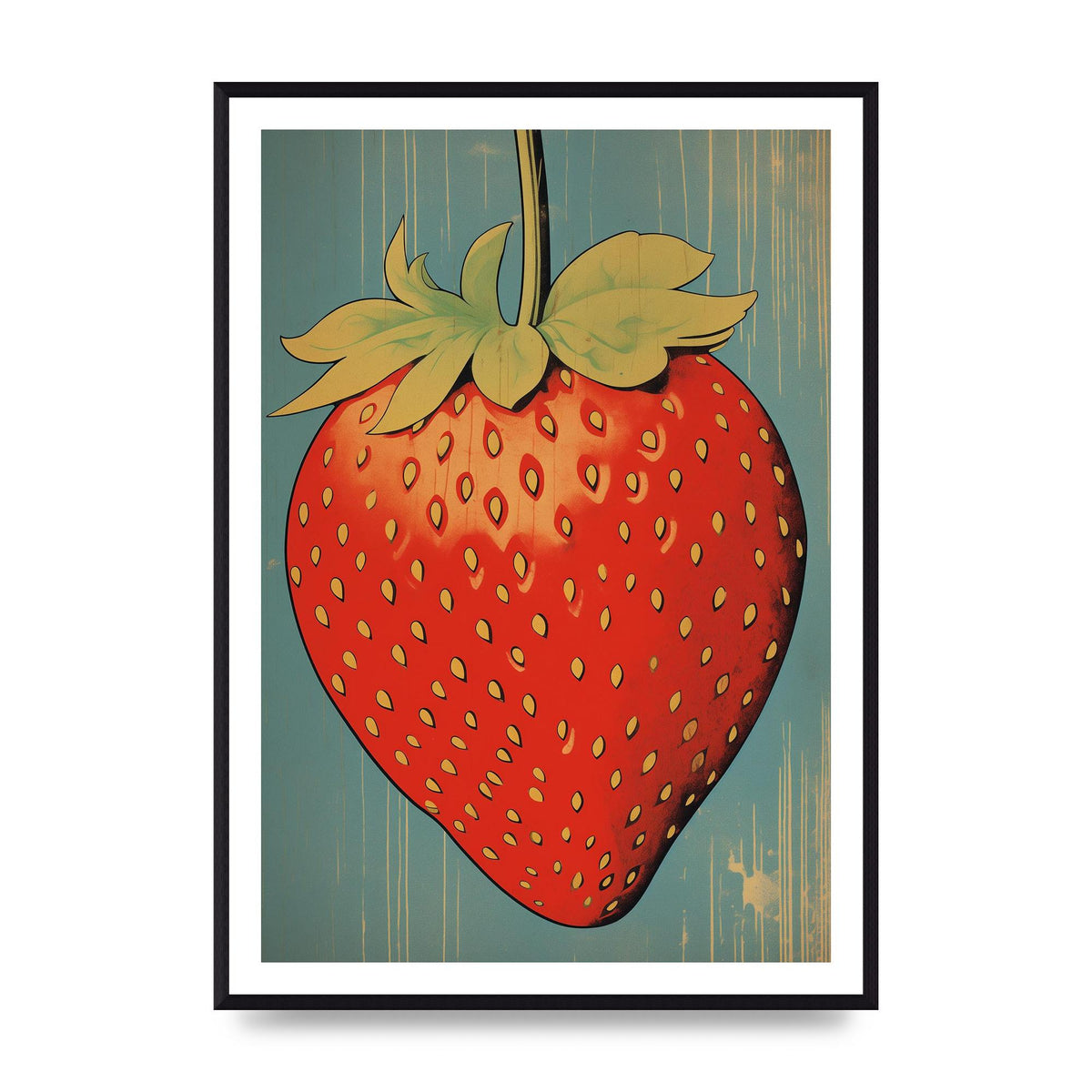 Abstracted Strawberry in Woodblock Print