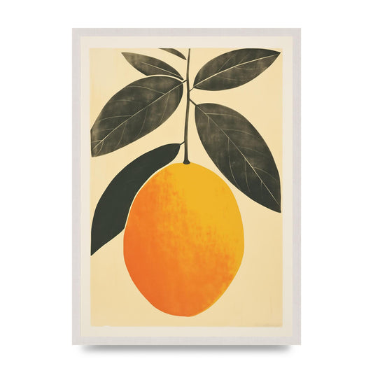 Mango Contours in Minimalist Woodblock