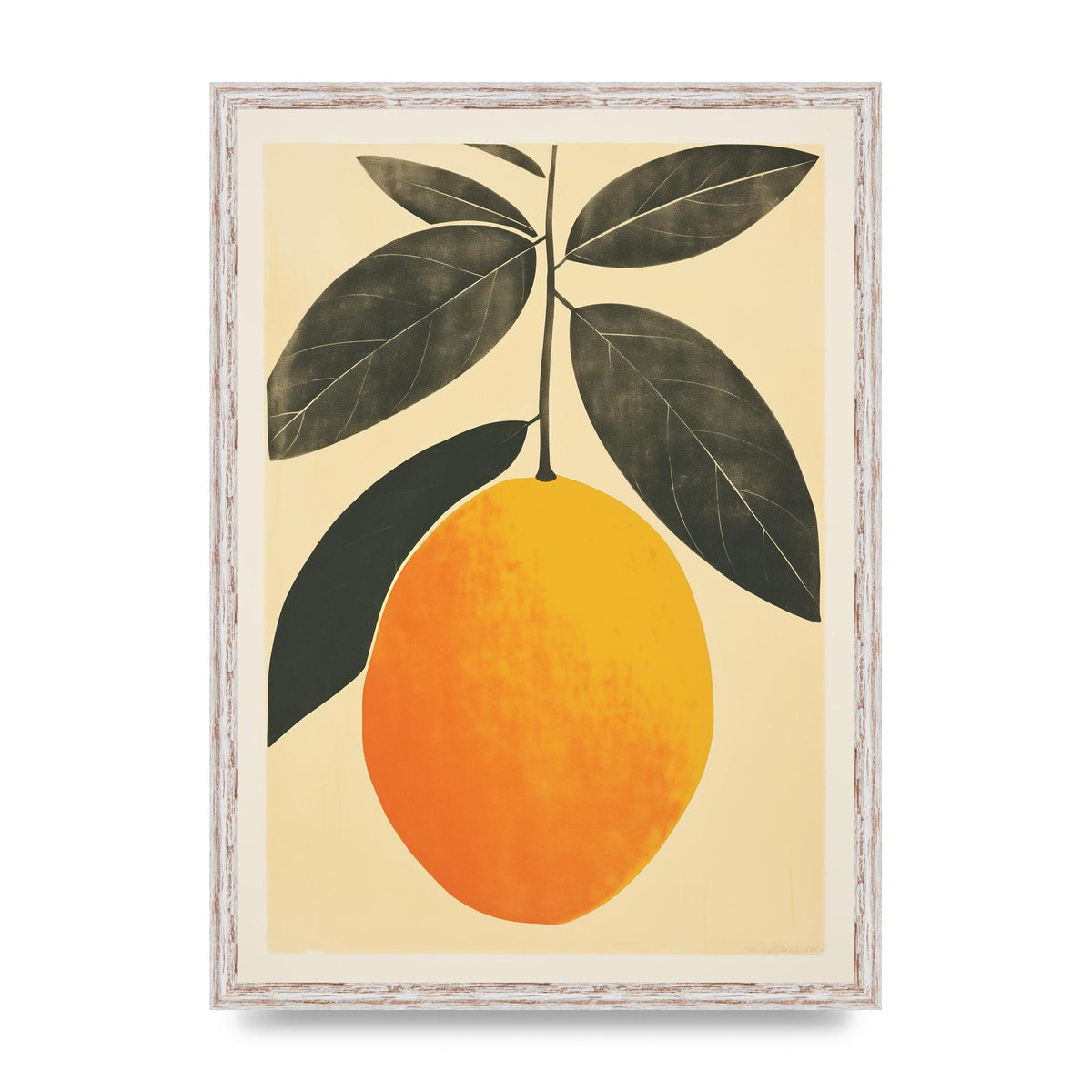 Mango Contours in Minimalist Woodblock