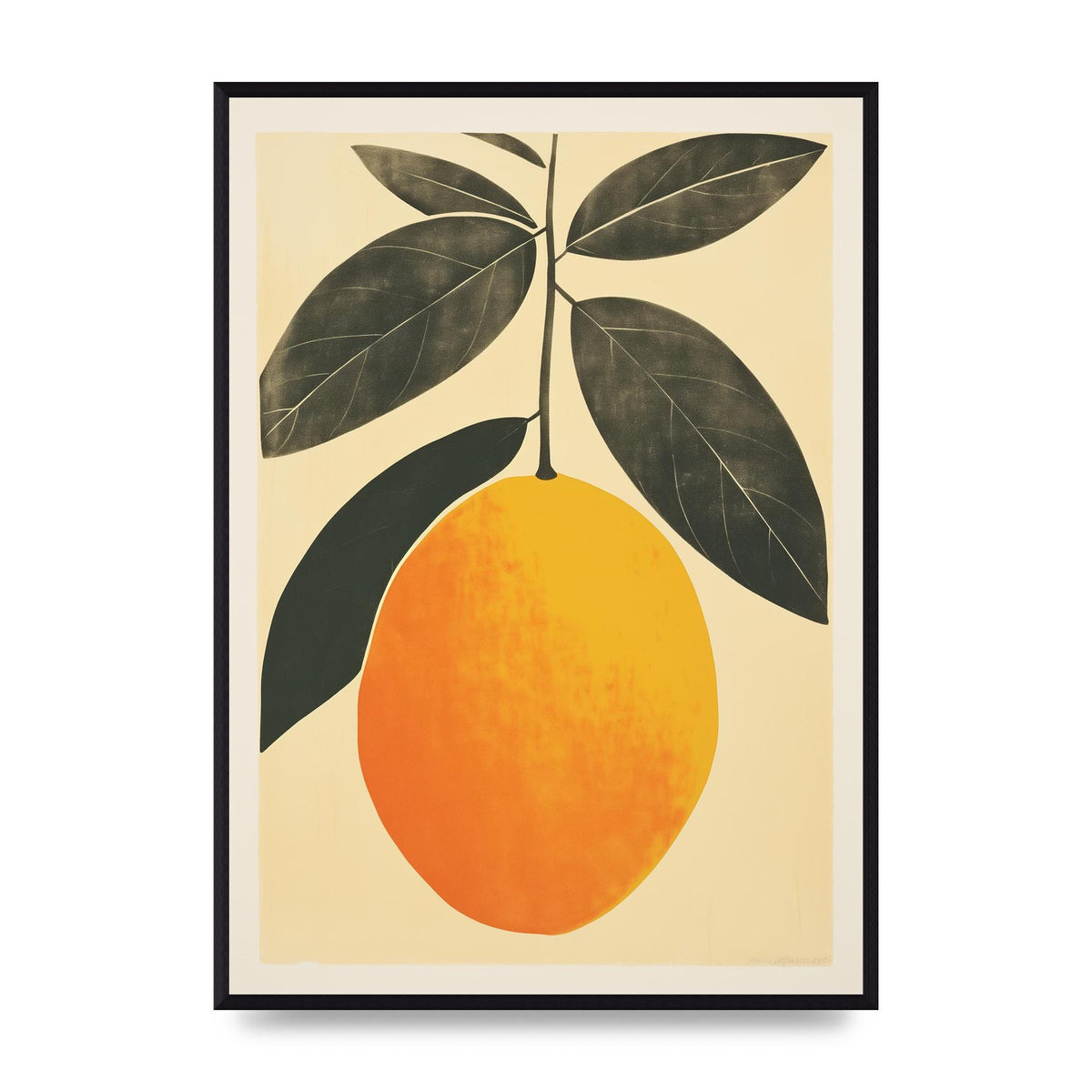 Mango Contours in Minimalist Woodblock