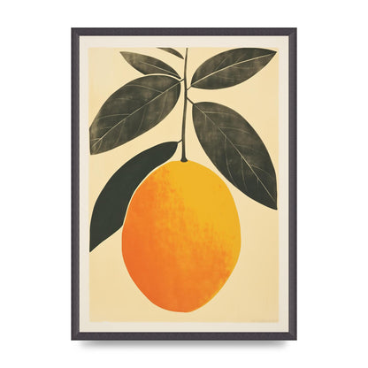 Mango Contours in Minimalist Woodblock