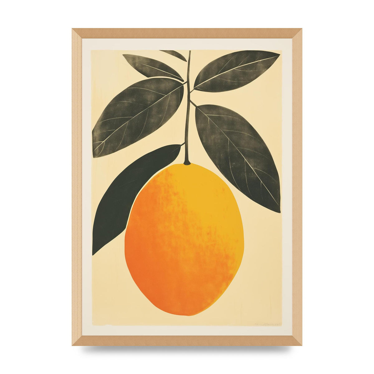 Mango Contours in Minimalist Woodblock