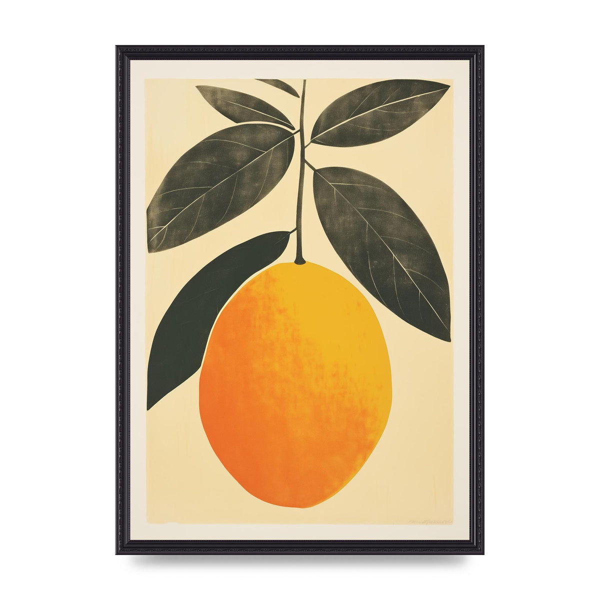 Mango Contours in Minimalist Woodblock