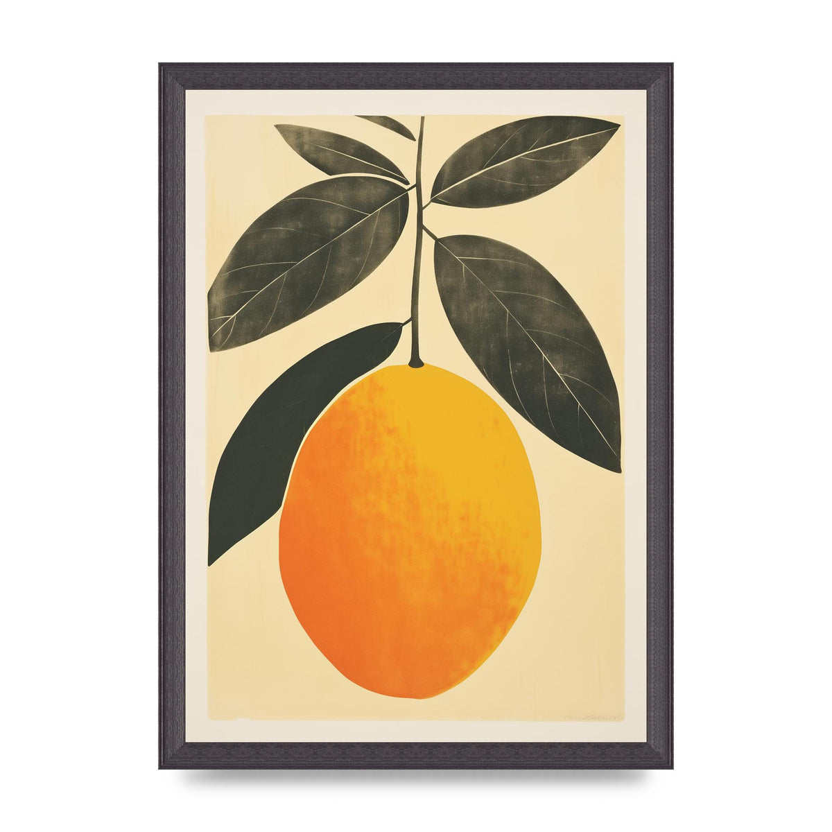 Mango Contours in Minimalist Woodblock