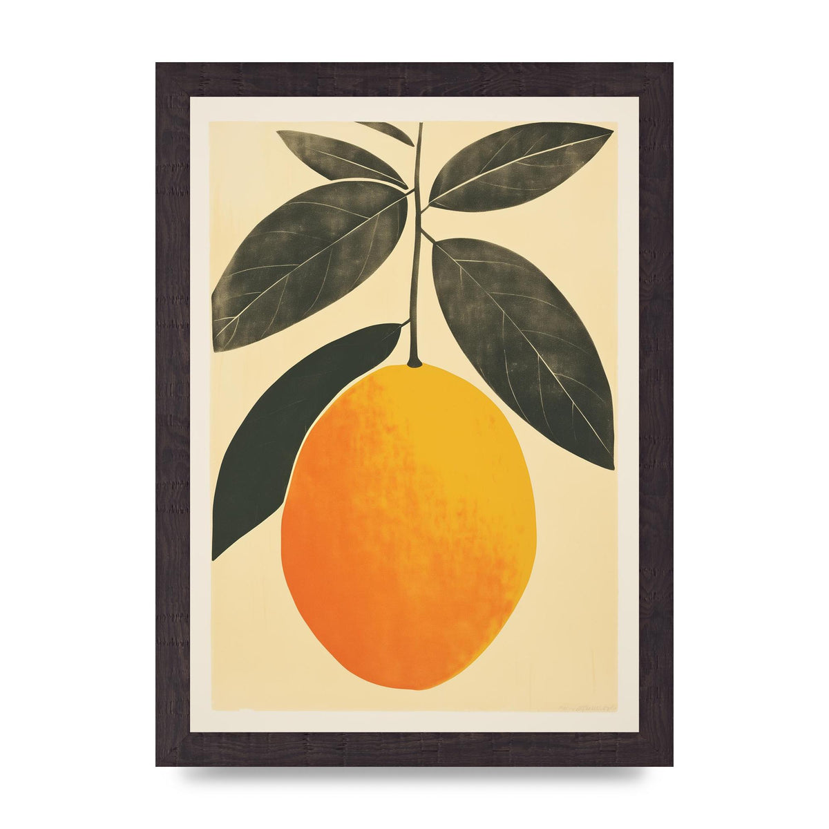 Mango Contours in Minimalist Woodblock