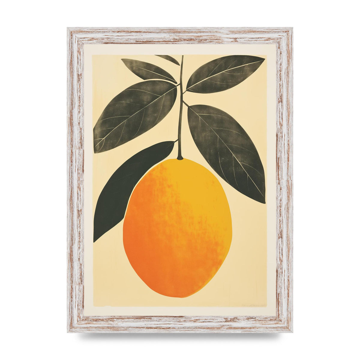 Mango Contours in Minimalist Woodblock