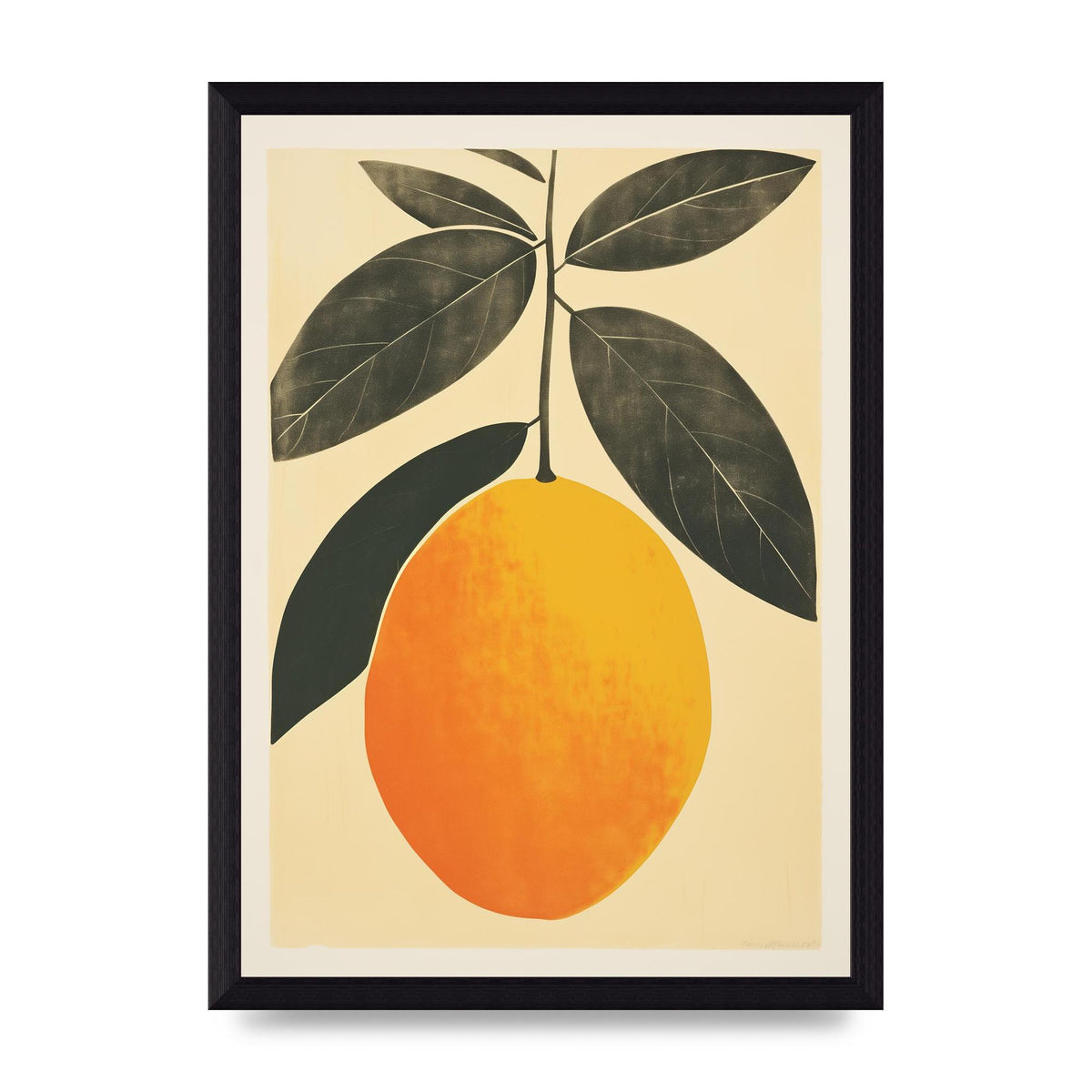 Mango Contours in Minimalist Woodblock