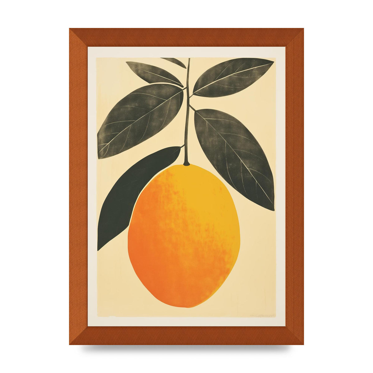 Mango Contours in Minimalist Woodblock