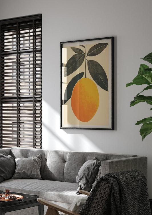 Mango Contours in Minimalist Woodblock