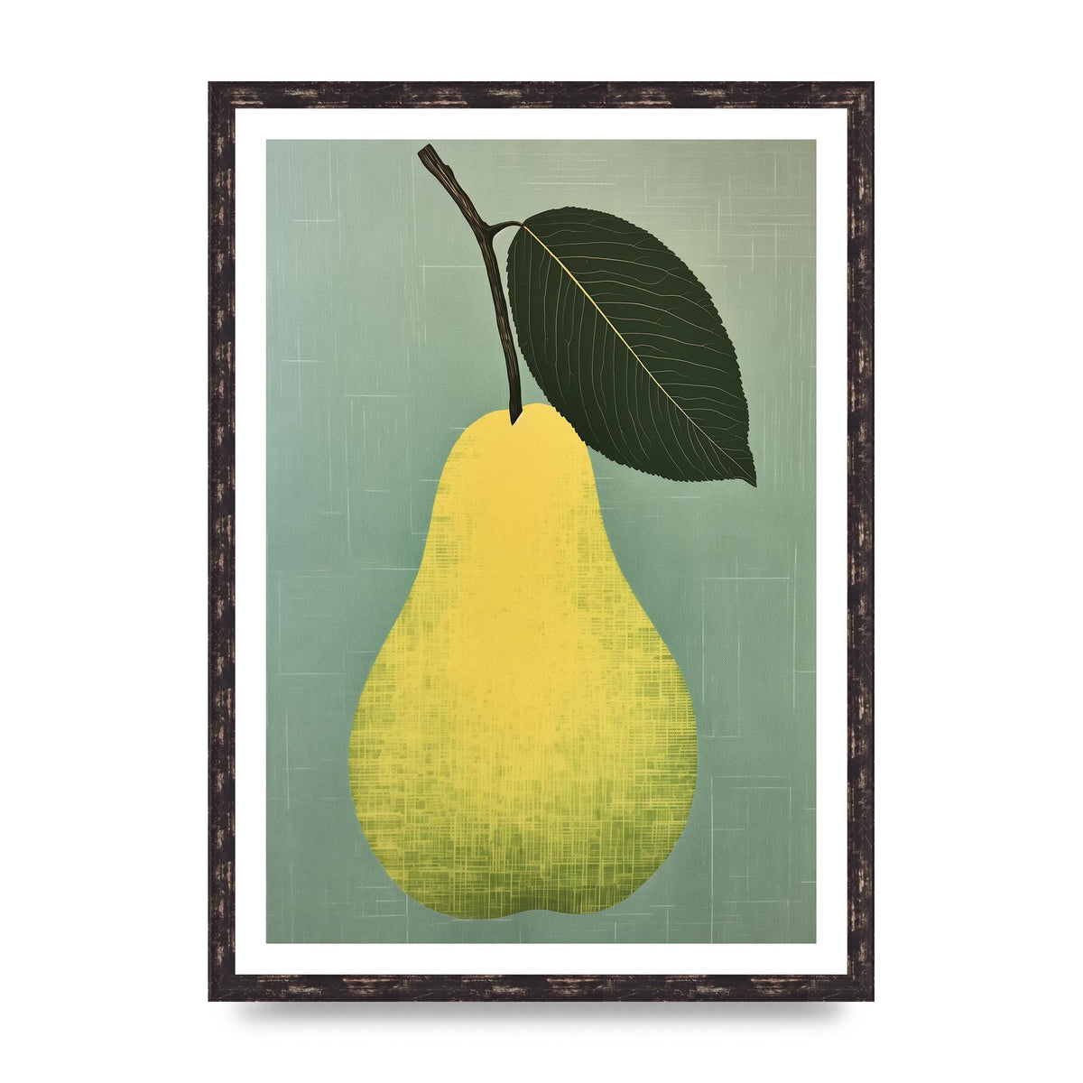 Pear Silhouette in Minimalist Woodblock