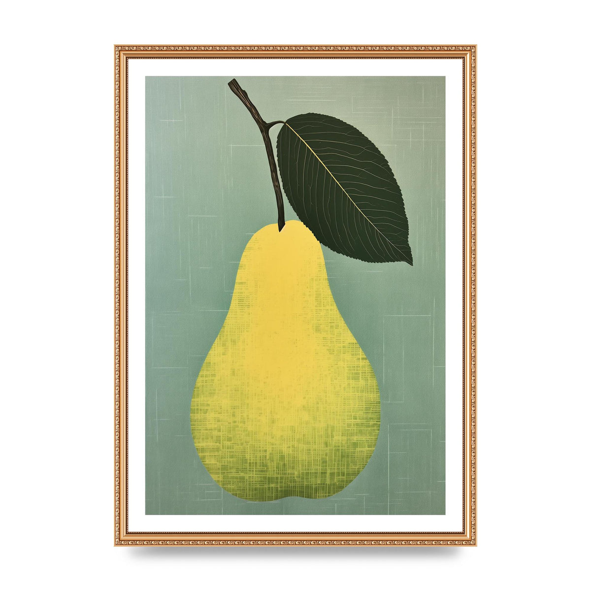 Pear Silhouette in Minimalist Woodblock