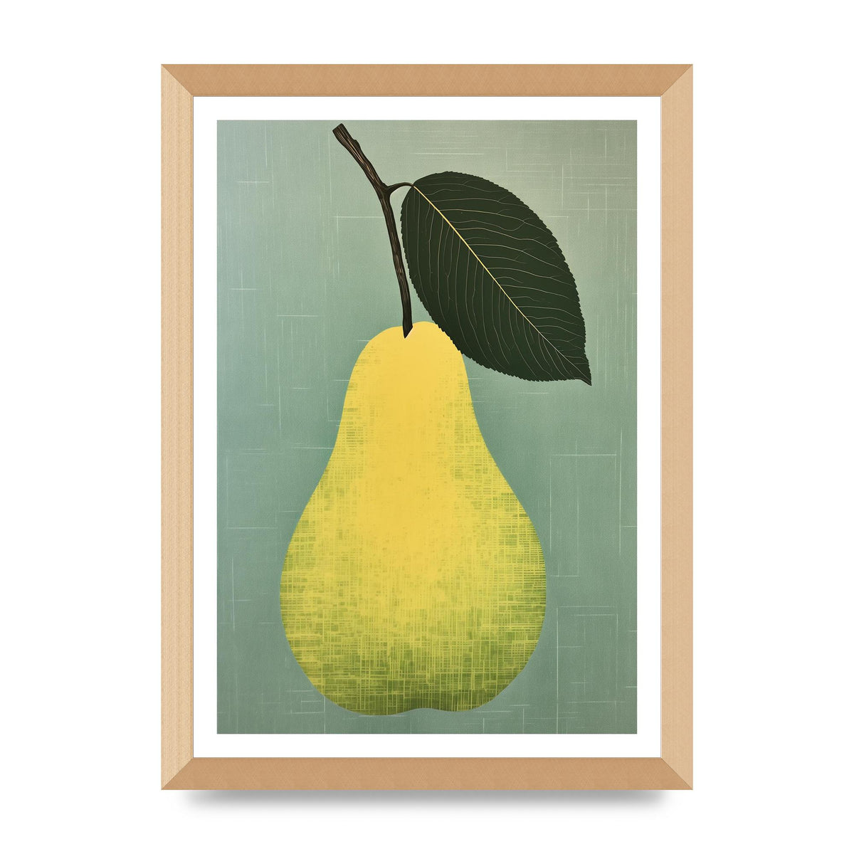 Pear Silhouette in Minimalist Woodblock