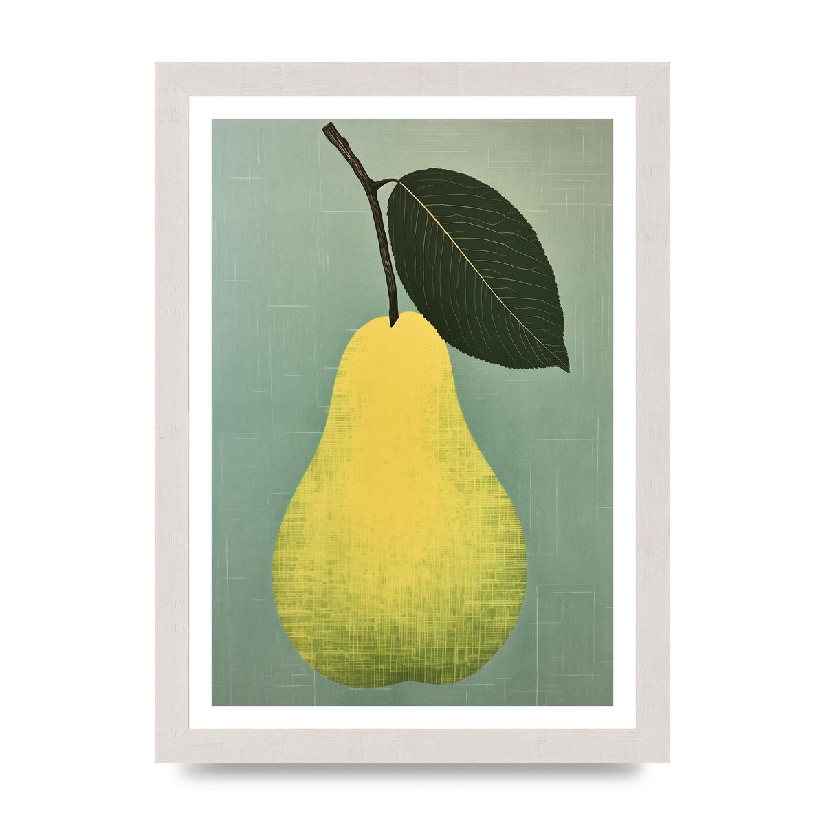 Pear Silhouette in Minimalist Woodblock