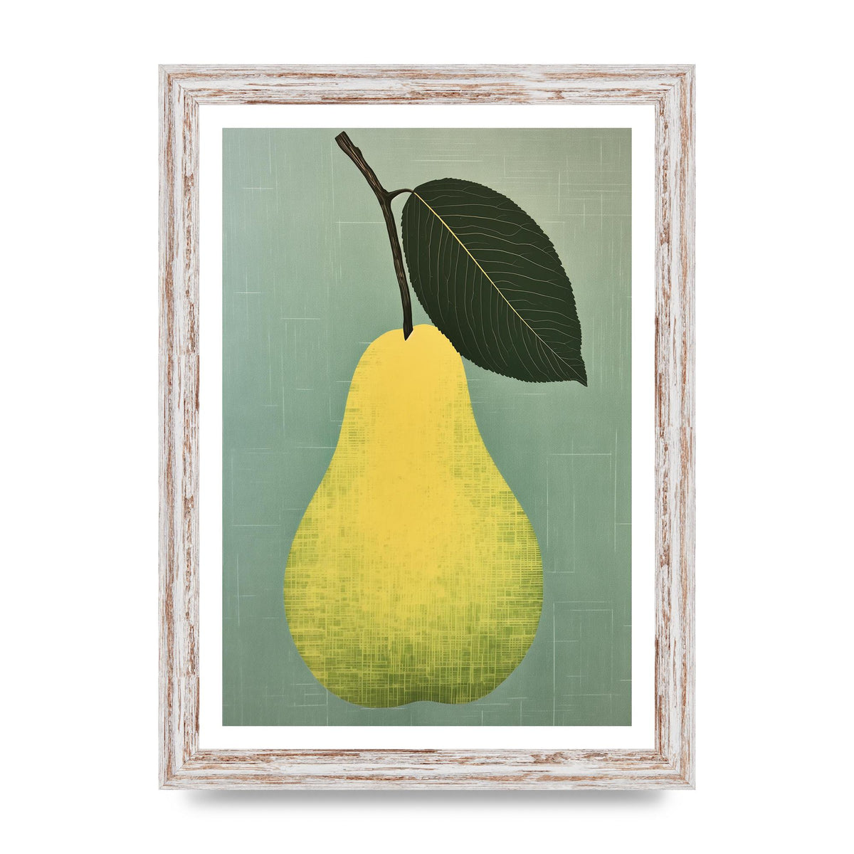 Pear Silhouette in Minimalist Woodblock