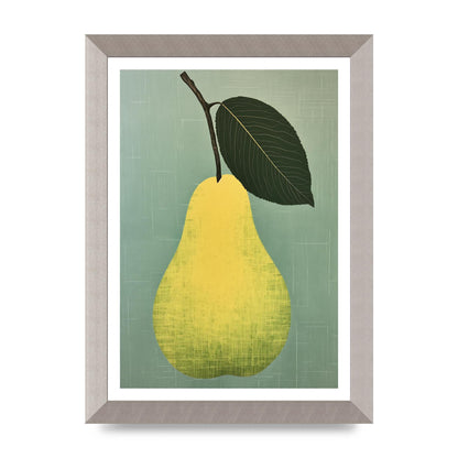 Pear Silhouette in Minimalist Woodblock