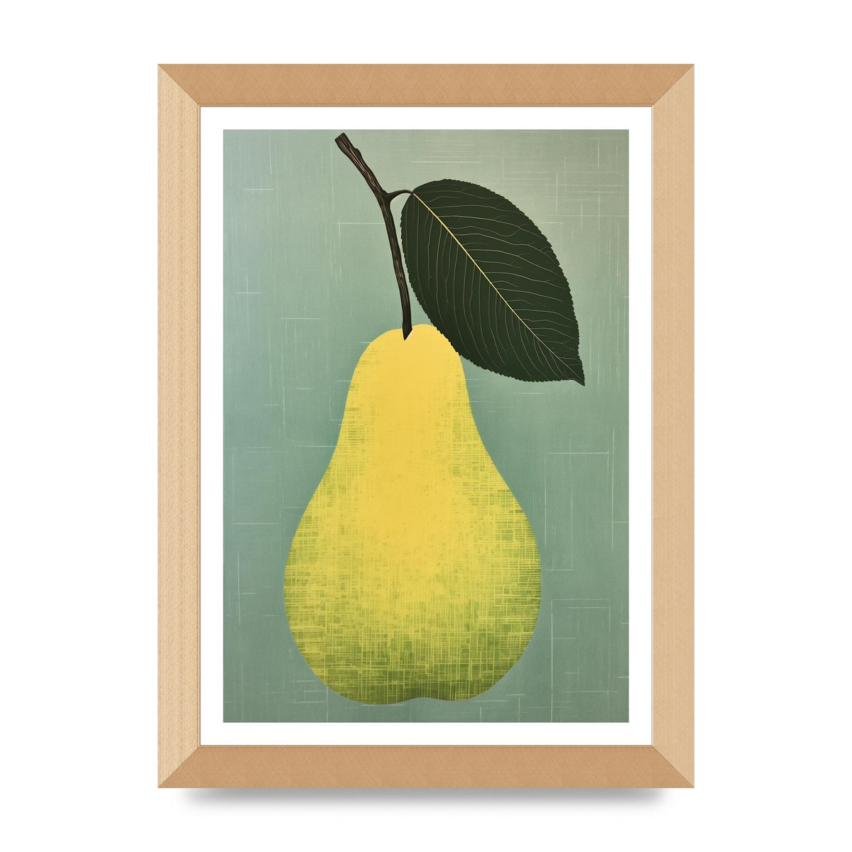 Pear Silhouette in Minimalist Woodblock