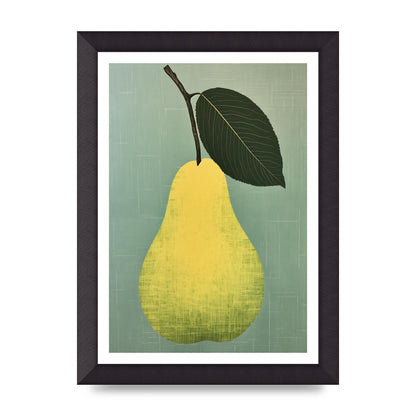 Pear Silhouette in Minimalist Woodblock