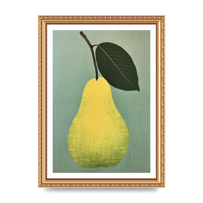 Pear Silhouette in Minimalist Woodblock