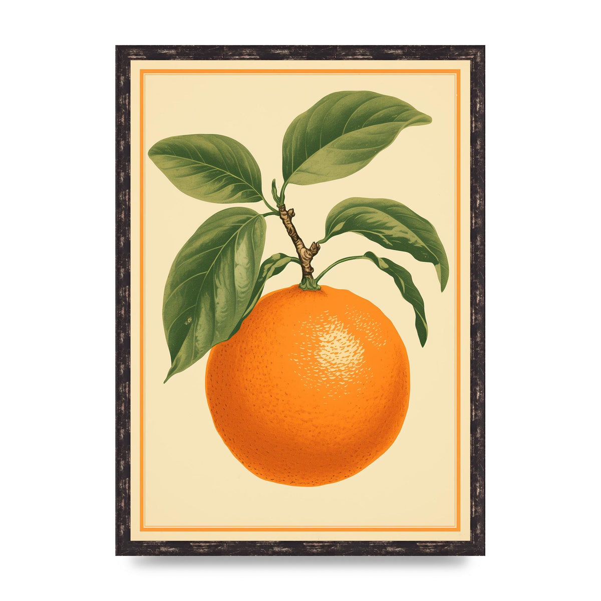 Artistic Orange in Minimalist Woodblock