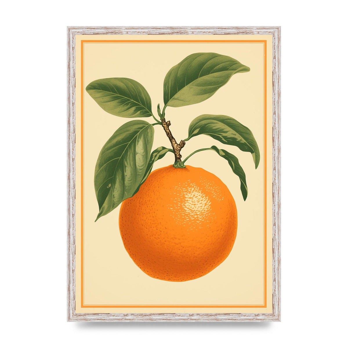Artistic Orange in Minimalist Woodblock