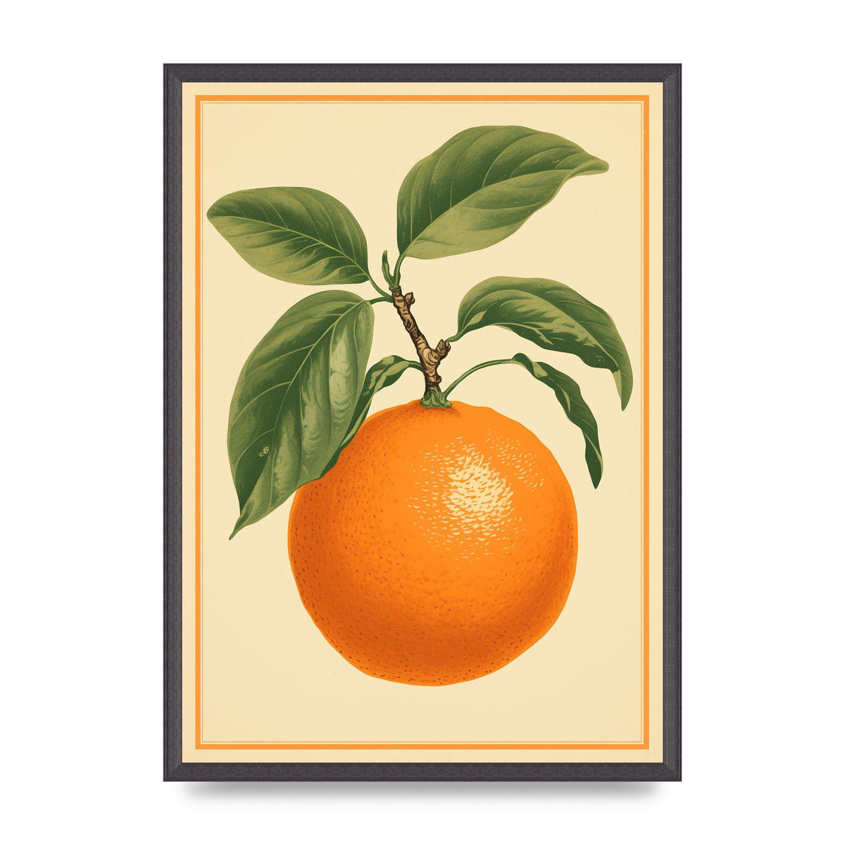 Artistic Orange in Minimalist Woodblock