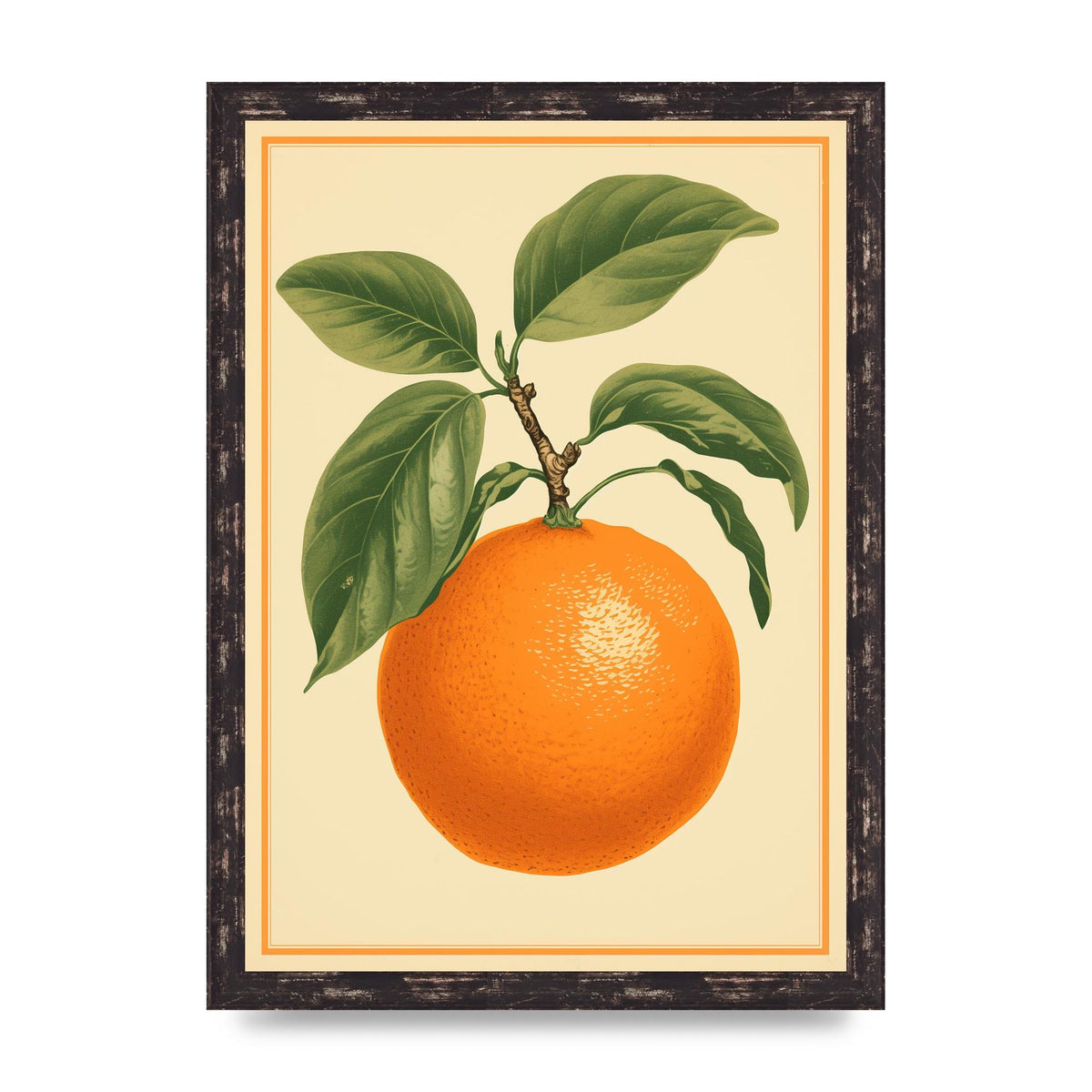 Artistic Orange in Minimalist Woodblock