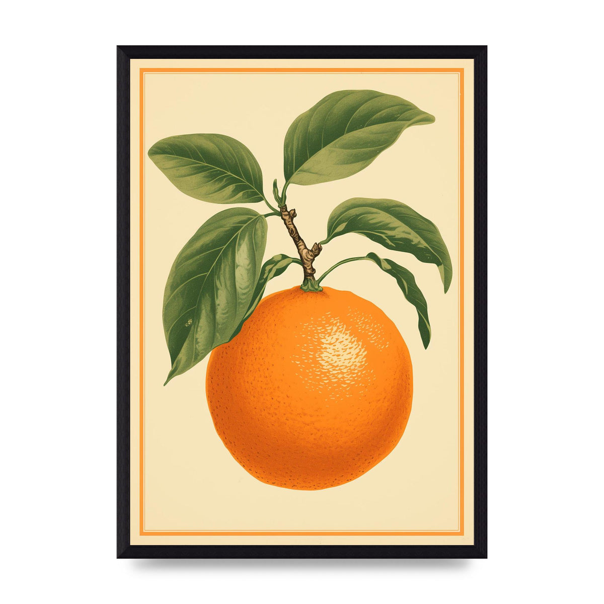 Artistic Orange in Minimalist Woodblock