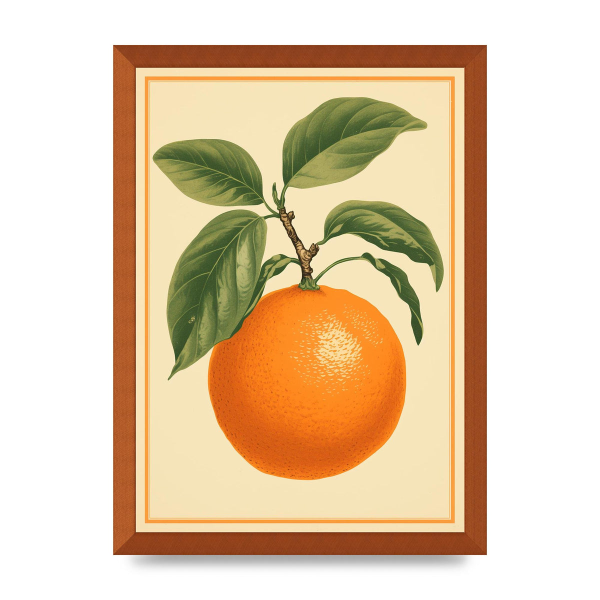 Artistic Orange in Minimalist Woodblock