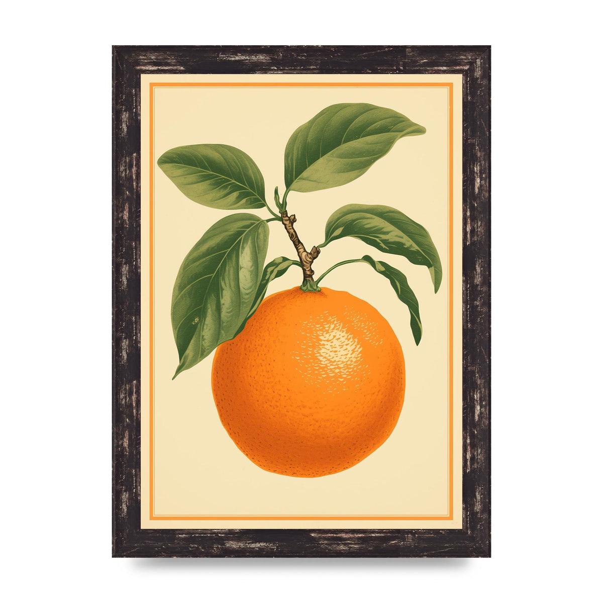 Artistic Orange in Minimalist Woodblock