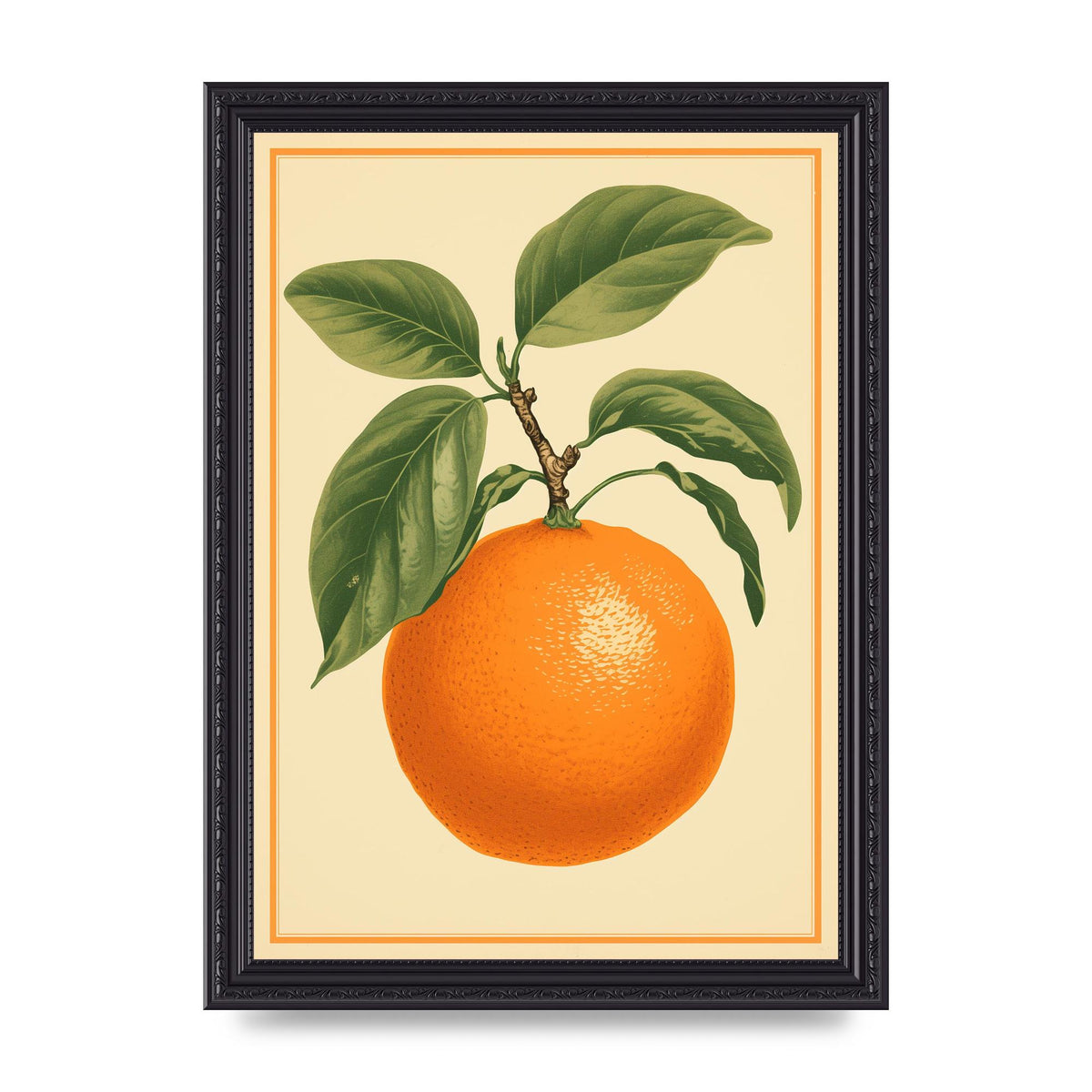 Artistic Orange in Minimalist Woodblock