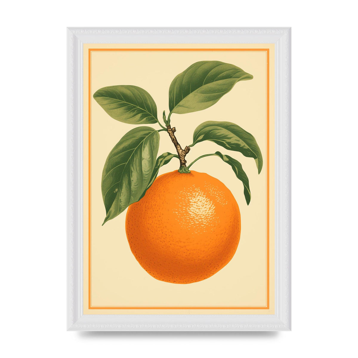 Artistic Orange in Minimalist Woodblock