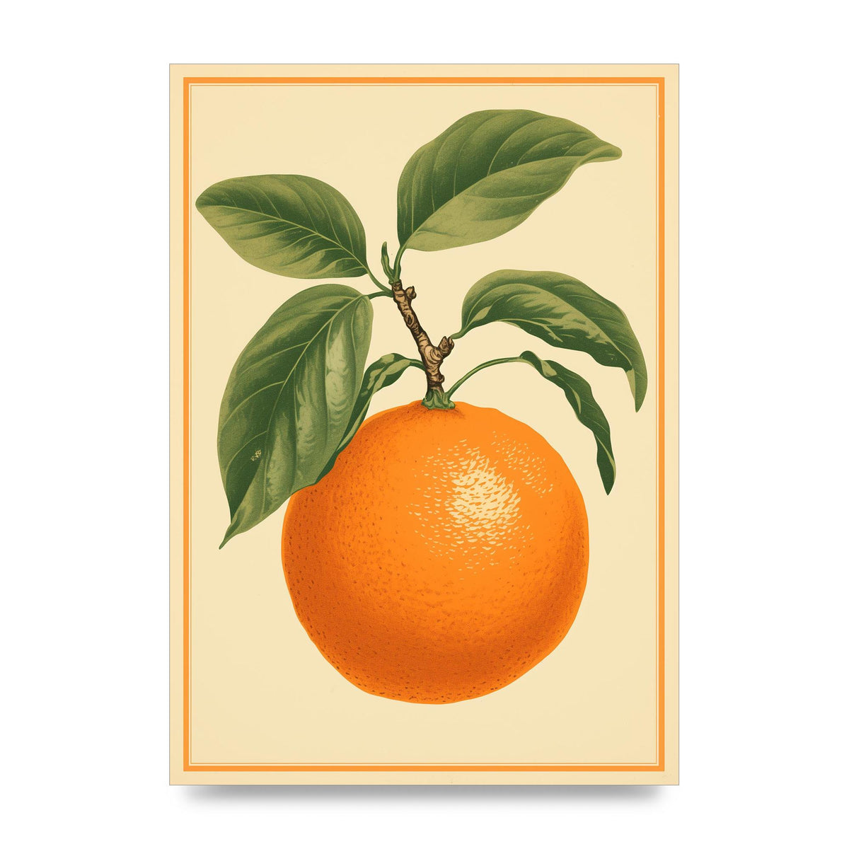 Artistic Orange in Minimalist Woodblock