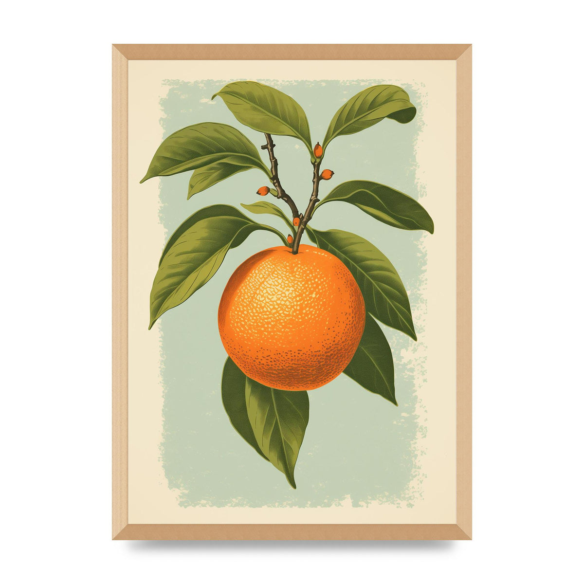 Minimalistic Woodblock Style Orange